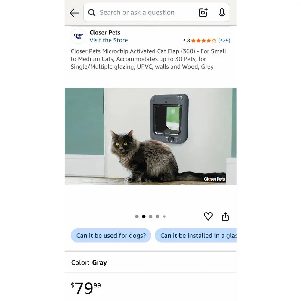 Closer Pets 360G Cat Mate Microchip Controlled Flap for Cats Small Dogs Door